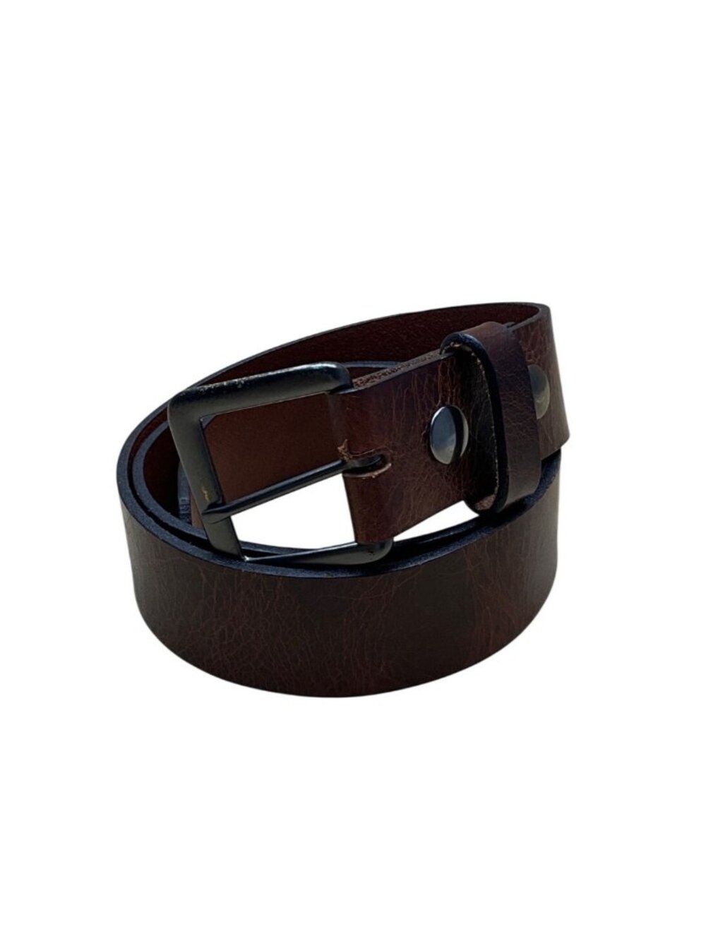 Tandy Mens Dark Brown Leather Belt Adjustable Black Metal Buckle